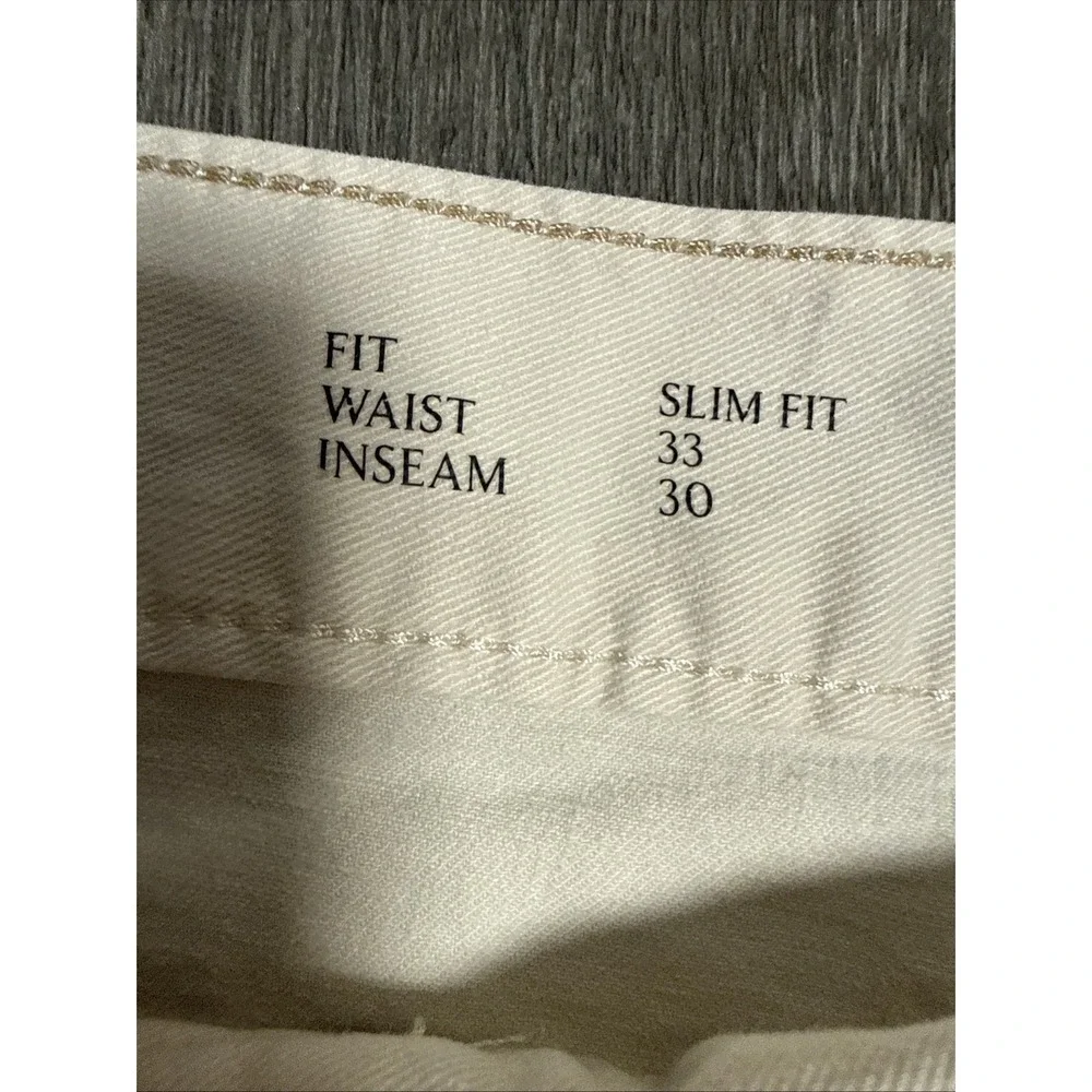 Banana Republic Pants Mens Size 33x30 Cream Green Washwell Linen Slim Fit